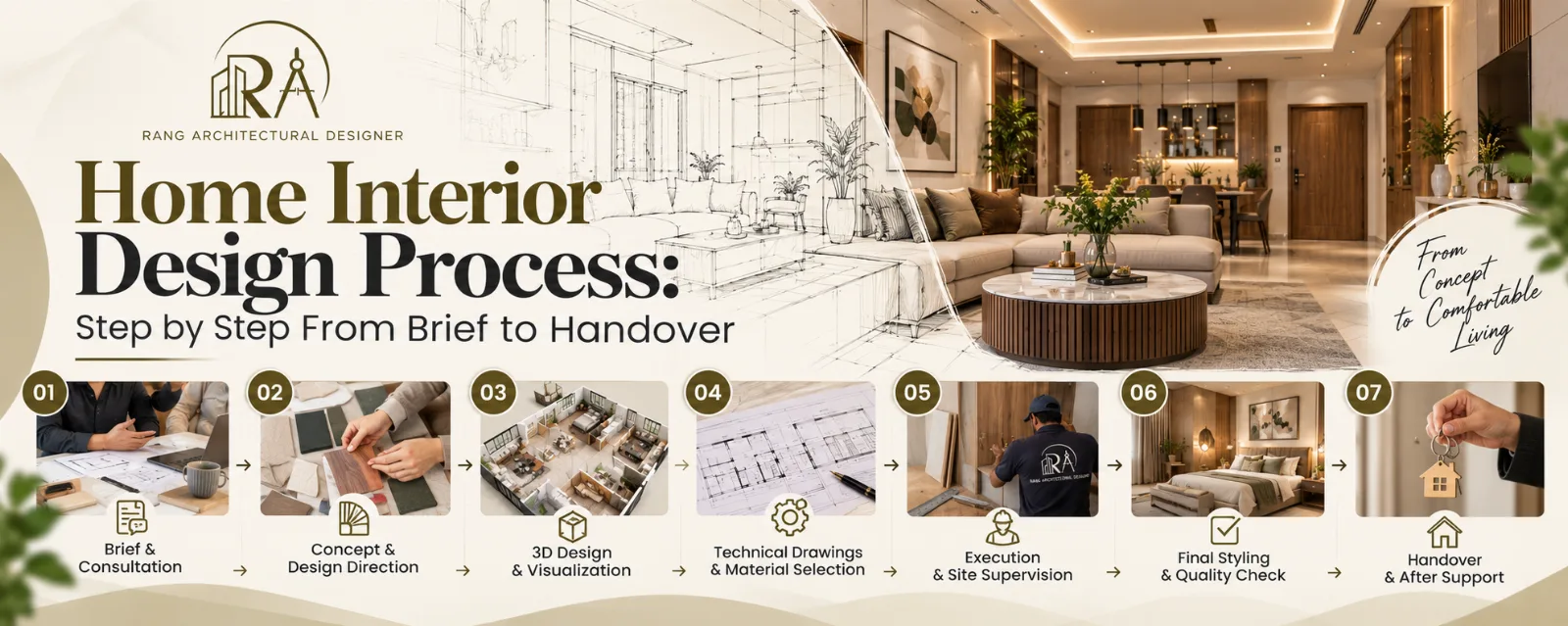 Living and dining interior in a Vadodara apartment