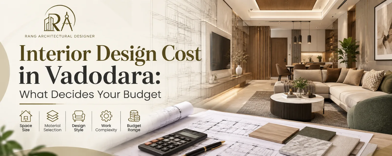 Luxury apartment living room interior in Vadodara